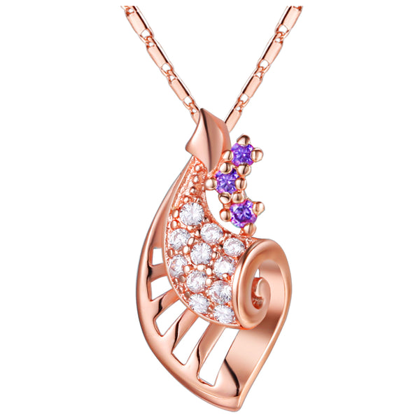 White Gold Plated Rose Gold Necklace LSN1310