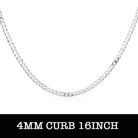 Silver Curb Chain 16inch 4mm LSN132-16