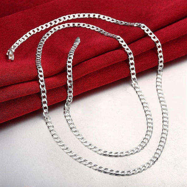 Lucky Silver - Silver Deigner 4mm Curb Chain Necklace 56cm - LOCAL STOCK - LSN132-22
