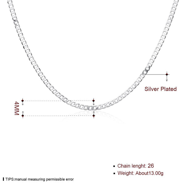 Silver Curb Chain 26inch 4mm LSN132-26