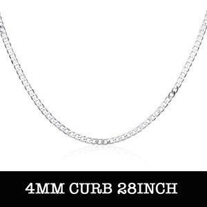 Lucky Silver - Silver Designer Curb Chain 28inch 4mm - LOCAL STOCK - LSN132-28