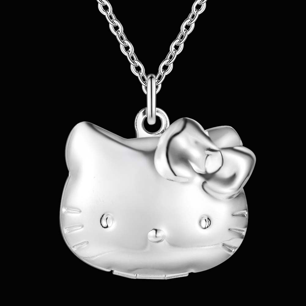 Lucky Silver - Silver Designer Hello Kitty Locket Necklace - LOCAL STO