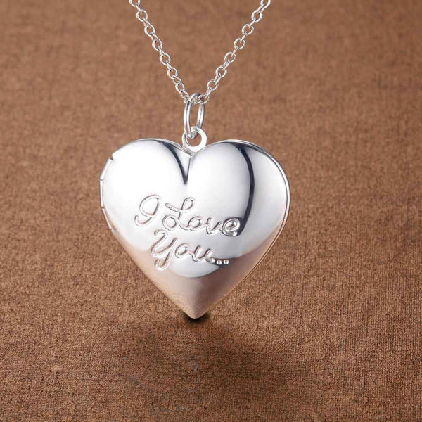 Lucky Silver - Silver Designer Heart "I Love You" Locket Necklace - LOCAL STOCK - LSN1352