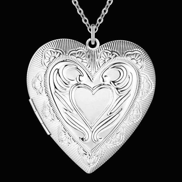 Lucky Silver - Silver Designer Locket Necklace with Heart Motive - LOCAL STOCK - LSN1450