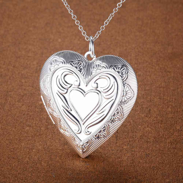 Lucky Silver - Silver Designer Locket Necklace with Heart Motive - LOCAL STOCK - LSN1450