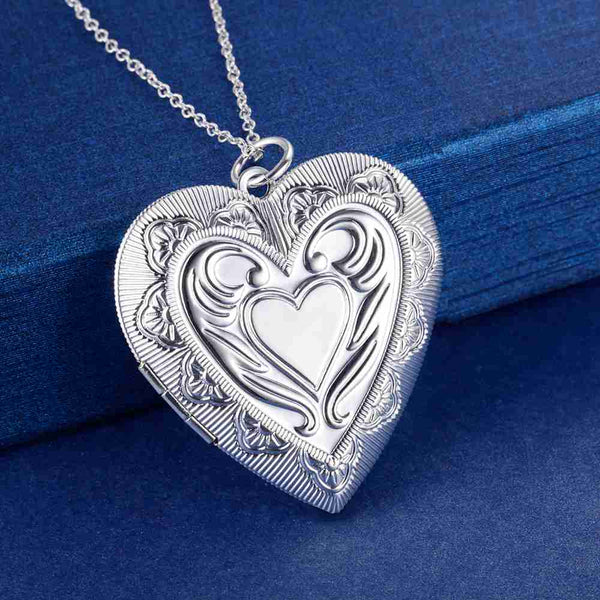 Lucky Silver - Silver Designer Locket Necklace with Heart Motive - LOCAL STOCK - LSN1450