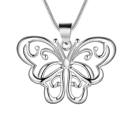 Lucky Silver - Silver Designer Ornate Butterfly Necklace with Snake Chain - LOCAL STOCK - LSN153