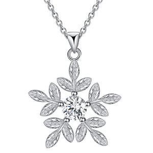 Lucky Silver - Silver Designer Snowflake Crystal Necklace - LOCAL STOCK - LSN1864