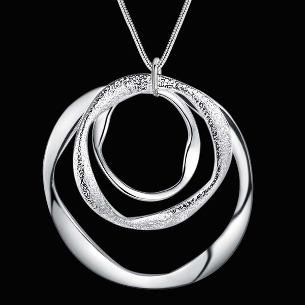 Lucky Silver - Silver Designer Three Ring Necklace - LOCAL STOCK - LSN200