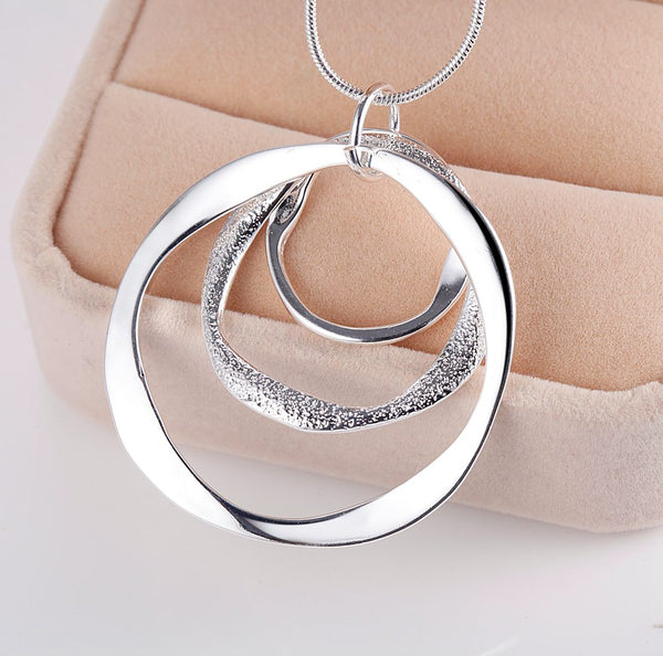 Lucky Silver - Silver Designer Three Ring Necklace - LOCAL STOCK - LSN200