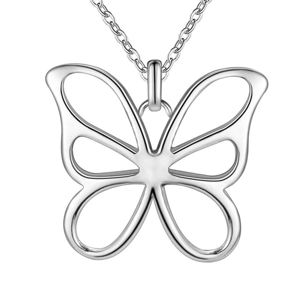 Lucky Silver - Silver Designer 2D Butterfly Necklace with Rolo Chain - LOCAL STOCK - LSN234