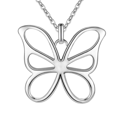 Lucky Silver - Silver Designer 2D Butterfly Necklace with Rolo Chain - LOCAL STOCK - LSN234