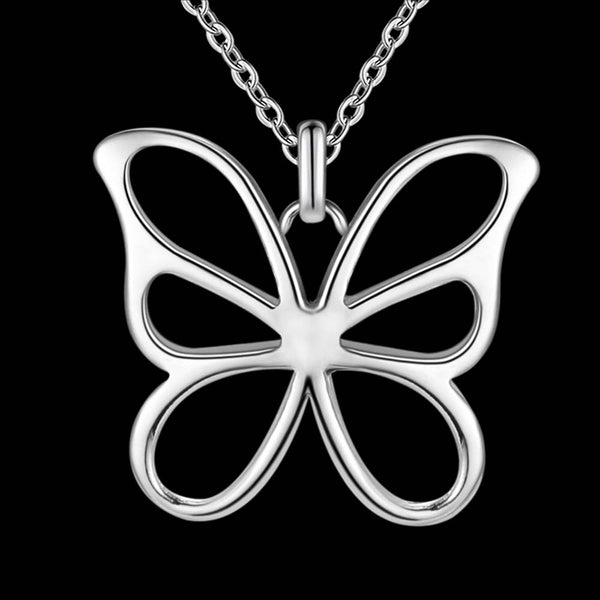 Lucky Silver - Silver Designer 2D Butterfly Necklace with Rolo Chain - LOCAL STOCK - LSN234