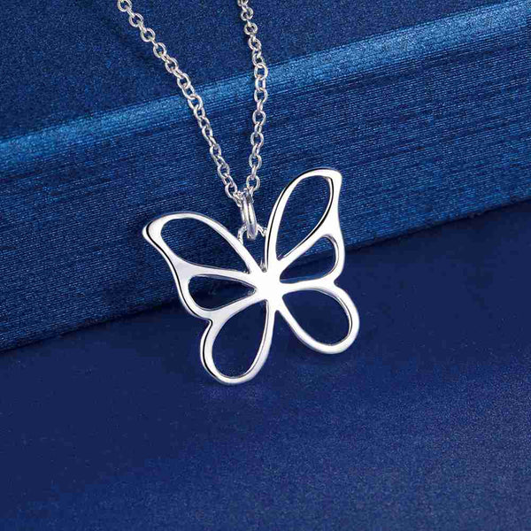 Lucky Silver - Silver Designer 2D Butterfly Necklace with Rolo Chain - LOCAL STOCK - LSN234