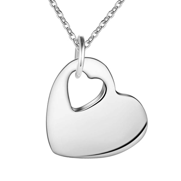 Lucky Silver - Silver Designer Single Smooth Pendant Heart Necklace - LOCAL STOCK - LSN241