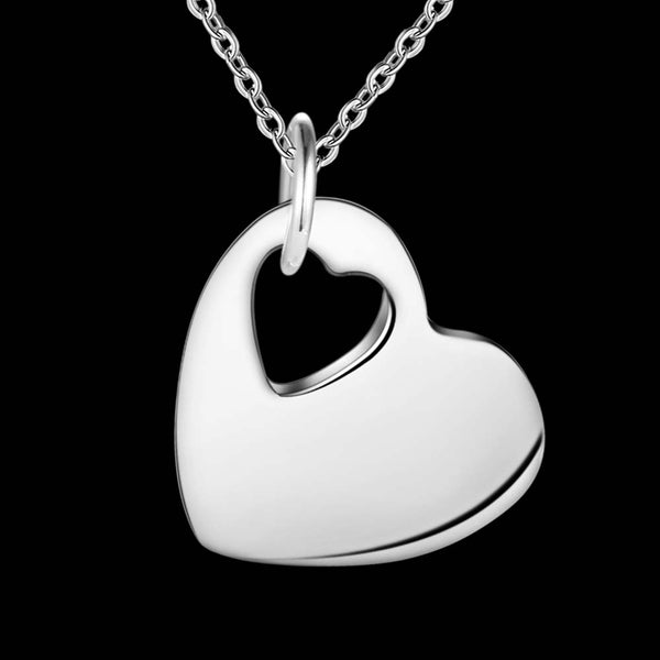 Lucky Silver - Silver Designer Single Smooth Pendant Heart Necklace - LOCAL STOCK - LSN241