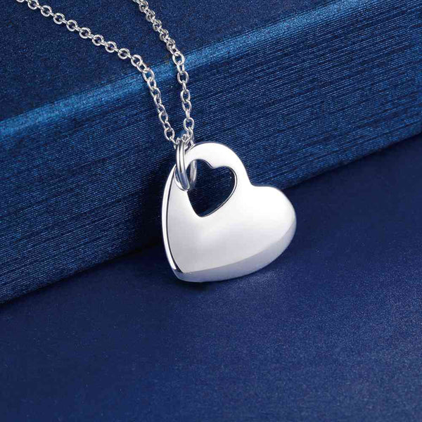 Lucky Silver - Silver Designer Single Smooth Pendant Heart Necklace - LOCAL STOCK - LSN241