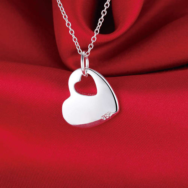 Lucky Silver - Silver Designer Single Smooth Pendant Heart Necklace - LOCAL STOCK - LSN241