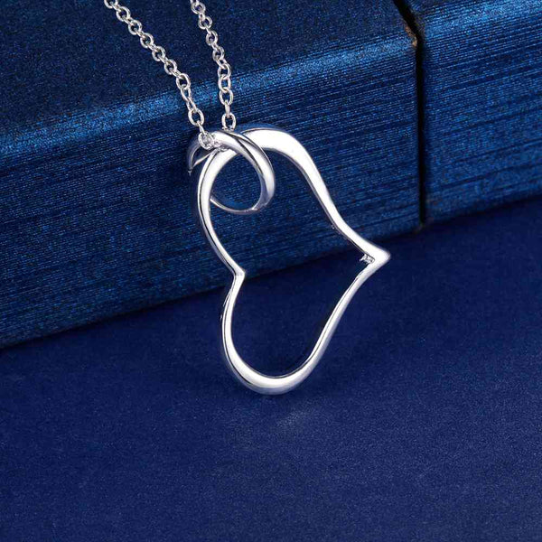 Lucky Silver - Silver Designer Open Heart Necklace - LOCAL STOCK