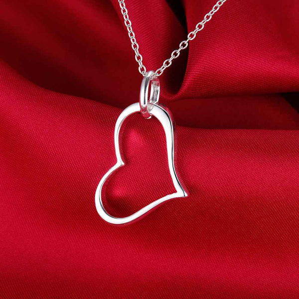 Lucky Silver - Silver Designer Open Heart Necklace - LOCAL STOCK