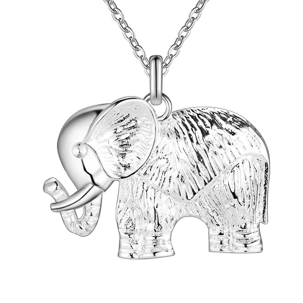 Lucky Silver - Silver Designer Elephant Necklace with Snake Chain - LOCAL STOCK - LSN284