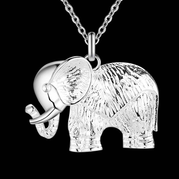 Lucky Silver - Silver Designer Elephant Necklace with Snake Chain - LOCAL STOCK - LSN284