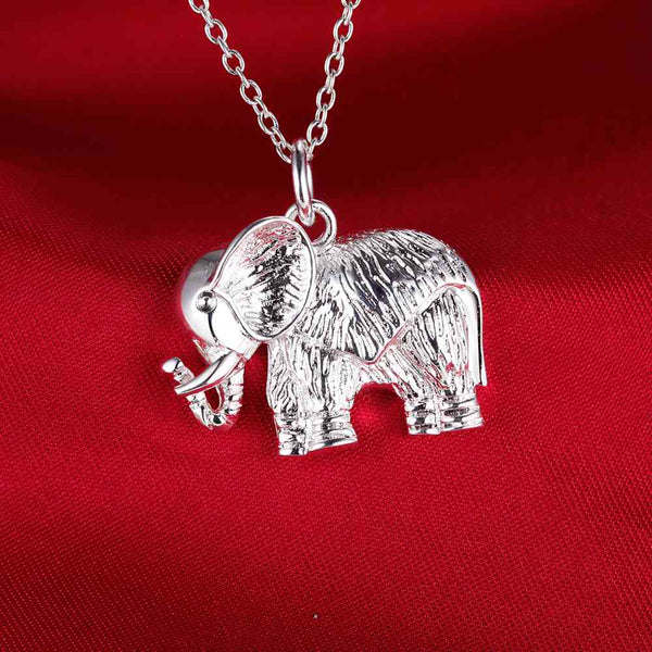 Lucky Silver - Silver Designer Elephant Necklace with Snake Chain - LOCAL STOCK - LSN284