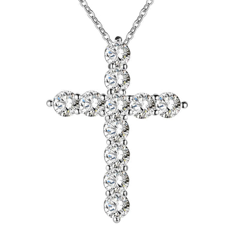 Lucky Silver - Silver Designer Cross Necklace with Swarovski Crystal - LOCAL STOCK - LSN296