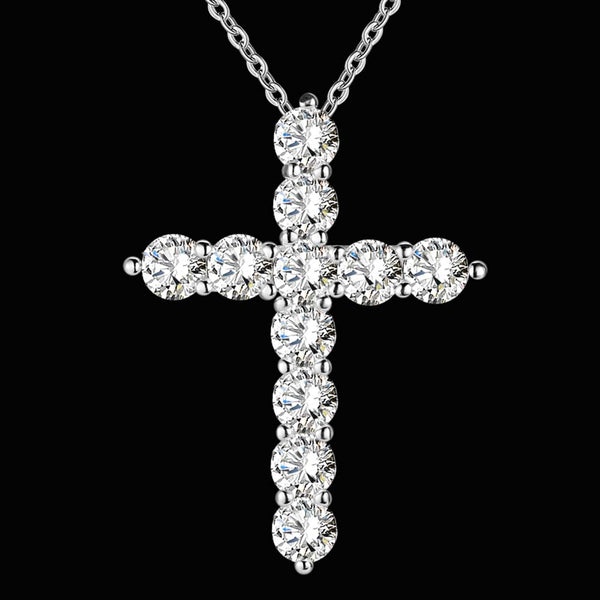 Lucky Silver - Silver Designer Cross Necklace with Swarovski Crystal - LOCAL STOCK - LSN296