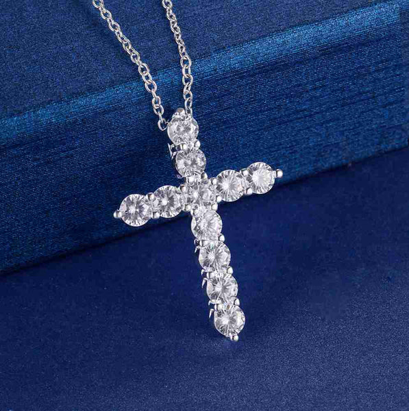 Lucky Silver - Silver Designer Cross Necklace with Swarovski Crystal - LOCAL STOCK - LSN296