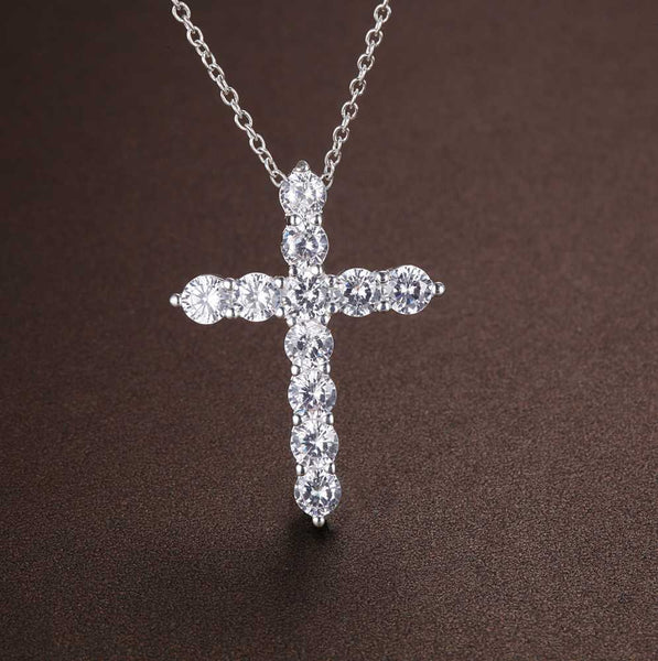 Lucky Silver - Silver Designer Cross Necklace with Swarovski Crystal - LOCAL STOCK - LSN296