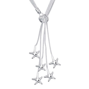 Lucky Silver - Silver Designer Star Lariat Necklace - LOCAL STOCK - LSN443