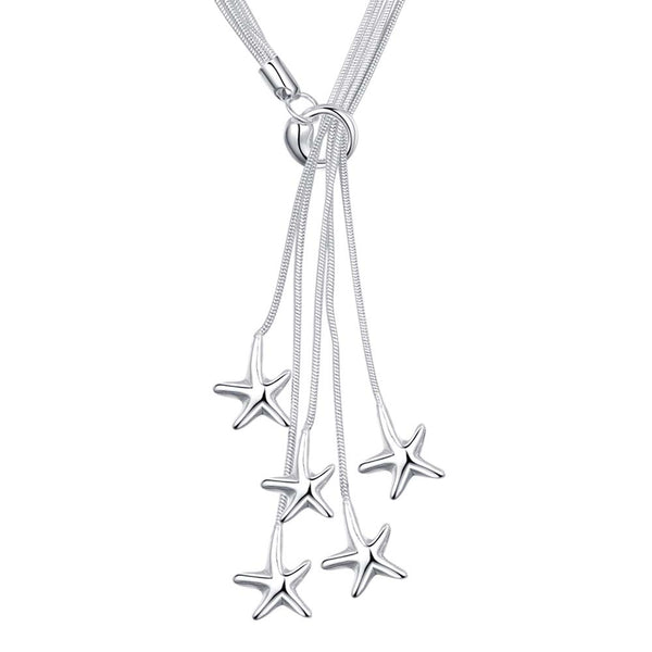 Lucky Silver - Silver Designer Star Lariat Necklace - LOCAL STOCK - LSN443