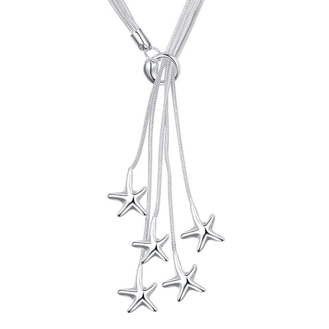 Lucky Silver - Silver Designer Star Lariat Necklace - LOCAL STOCK - LSN443