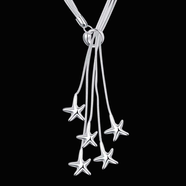 Lucky Silver - Silver Designer Star Lariat Necklace - LOCAL STOCK - LSN443