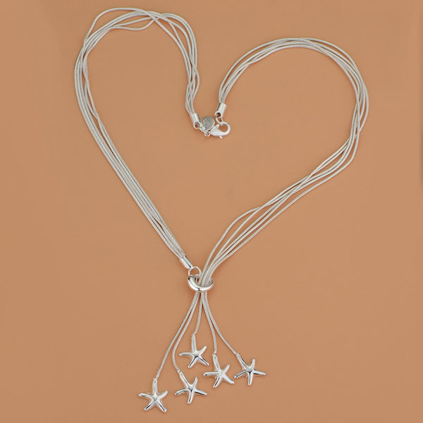 Lucky Silver - Silver Designer Star Lariat Necklace - LOCAL STOCK - LSN443