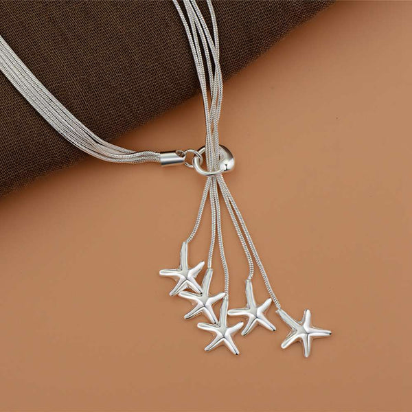 Lucky Silver - Silver Designer Star Lariat Necklace - LOCAL STOCK - LSN443