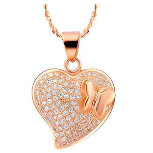 White Gold Plated Rose Gold Necklace LSN528