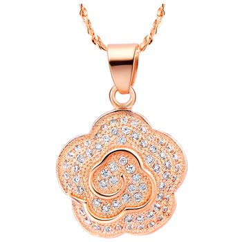 White Gold Plated Rose Gold Necklace LSN538