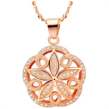 White Gold Plated Rose Gold Necklace LSN544