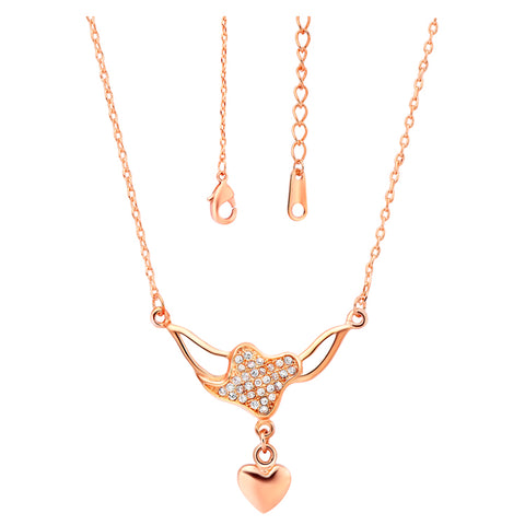 White Gold Plated Rose Gold Necklace LSN546