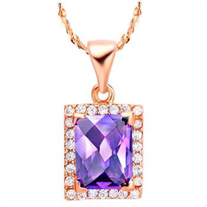 White Gold Plated Rose Gold Necklace LSN563