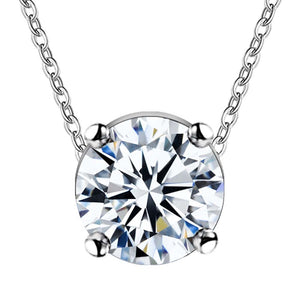 Lucky Silver - Silver Designer Necklace with Round Single Crystal Pendant - LOCAL STOCK - LSN586