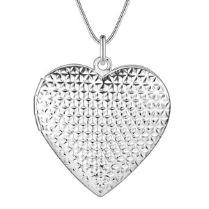 Lucky Silver - Silver Designer Locket Necklace with Heart Grid Motive - LOCAL STOCK - LSN730