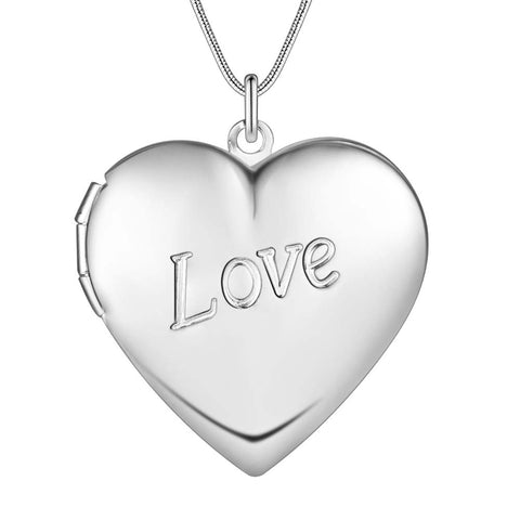 Lucky Silver - Silver Designer Locket Heart LOVE Necklace - PUT PHOTO INSIDE - LOCAL STOCK - LSN737