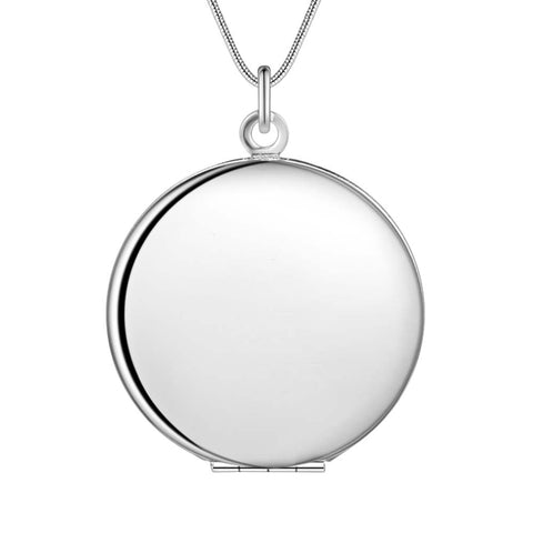 Lucky Silver - Silver Designer Smooth Round Locket Necklace - PUT A PHOTO INSIDE - LOCAL STOCK - LSN740