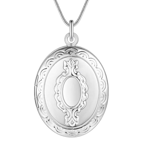 Lucky Silver - Silver Designer Oval Locket Necklace - LOCAL STOCK - LSN741