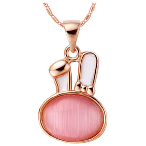 White Gold Plated Rose Gold Necklace LSN866