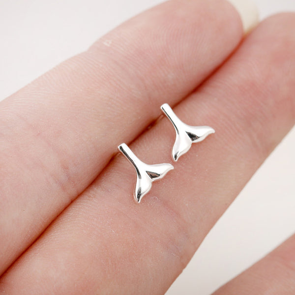 Silver Designer Whale Tail Earrings