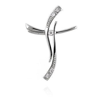 Silver Wave Cross Pendant - P01482RS-C01